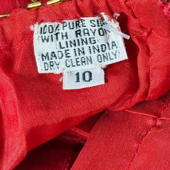 Vintage Silk Sequin Beaded Heart Party Dress Showgirl Retro Romantic Sexy 6 S M - Picture 6 of 8